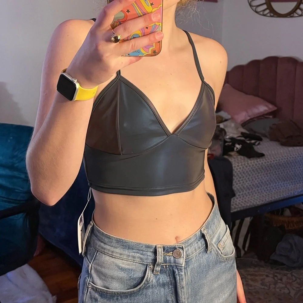 NWT Do Myself Reflective Holographic Cropped Tank for Going Out, Rave, Festival - Picture 5 of 5